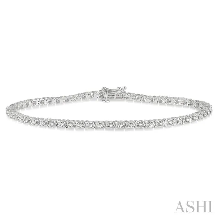 1 ctw Round Cut Diamond Tennis Tulip Bracelet in 14K White Gold