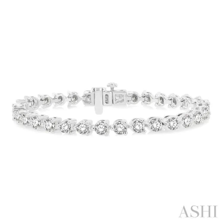10 ctw 3 Prong Round Cut Diamond Tennis Bracelet WG 14K-G*