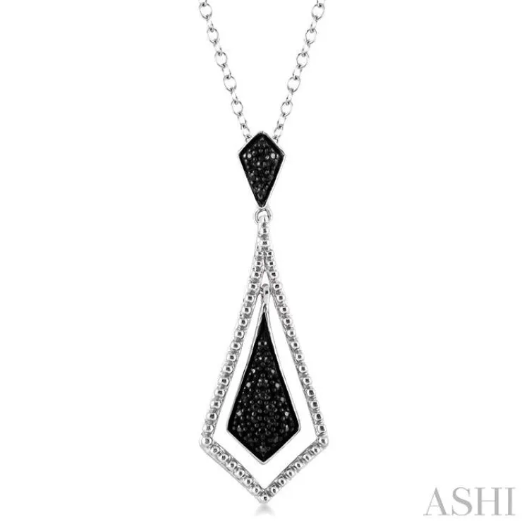 1/10 ctw Round Cut Black Diamond Fashion Pendant in Sterling Silver with Chain