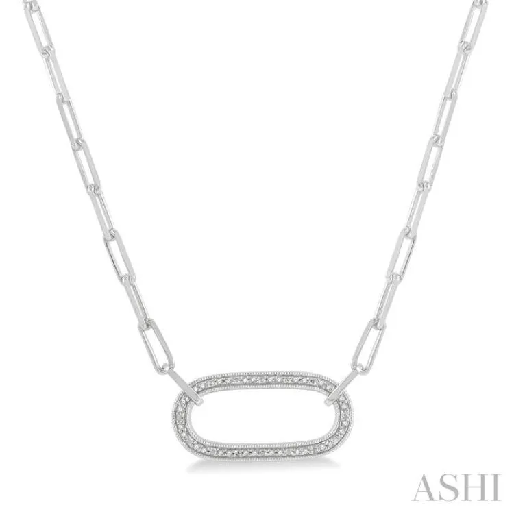 1/10 Ctw Round Cut Diamond Paperclip Pendant in Sterling Silver