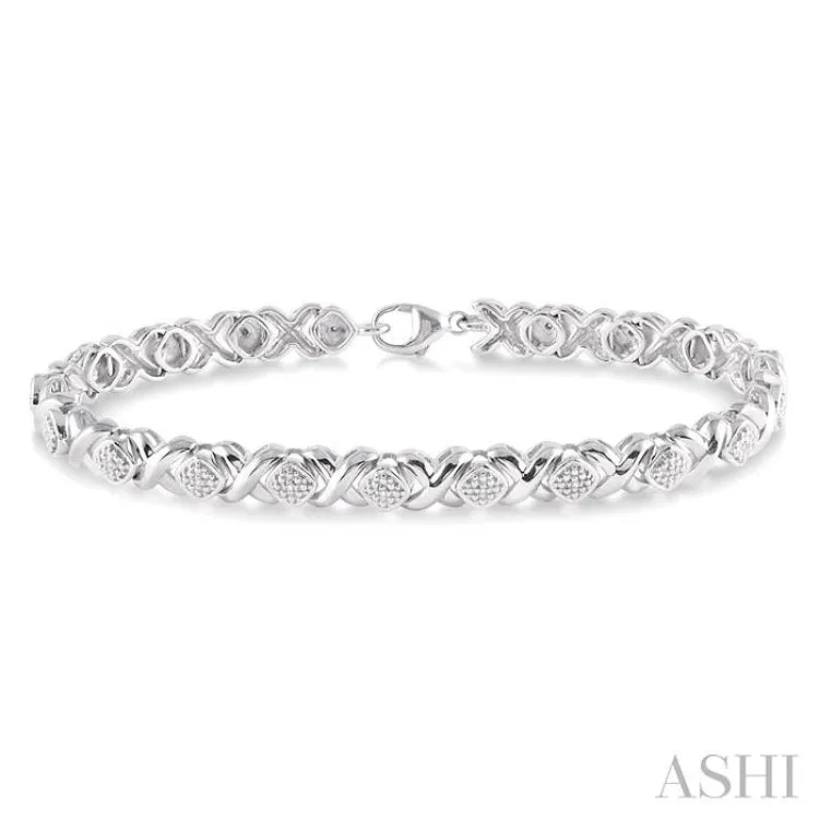 1/10 ctw 'X' and SQ Single Cut Diamond Bracelet in Sterling Silver