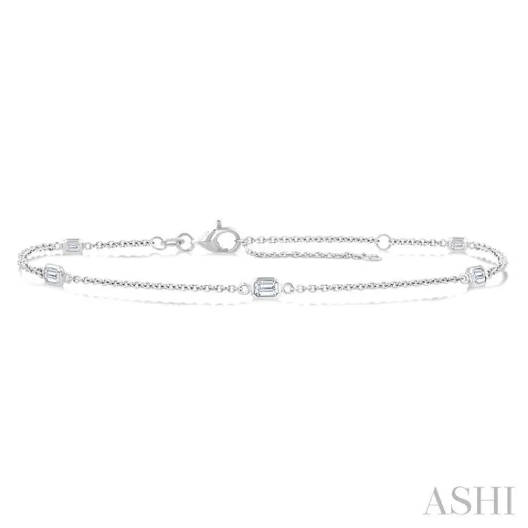 1/2 ctw Emerald Cut Diamond Station Bracelet in 14K White Gold