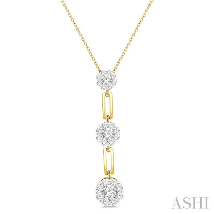 1/2 Ctw Lovebright Round Cut Diamond Paperclip Link Pendant With Chain in 14K Yellow and White Gold