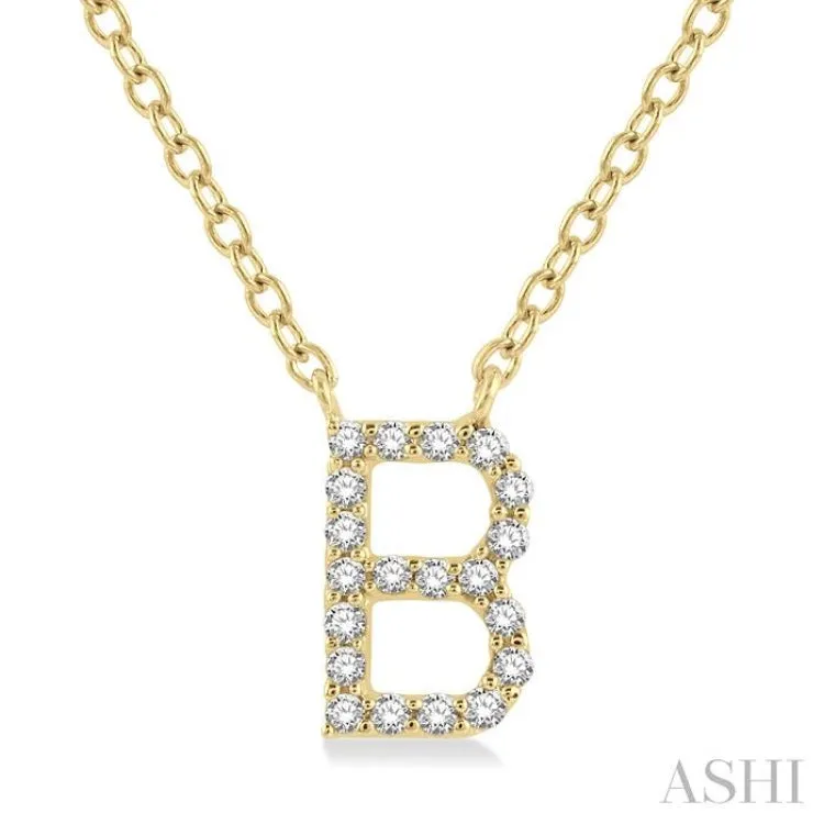 1/20 ctw Initial 'B' Round Cut Diamond Pendant With Chain in 14K Yellow Gold