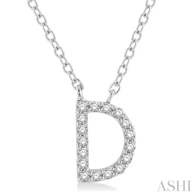 1/20 ctw Initial 'D' Round Cut Diamond Pendant With Chain in 14K White Gold