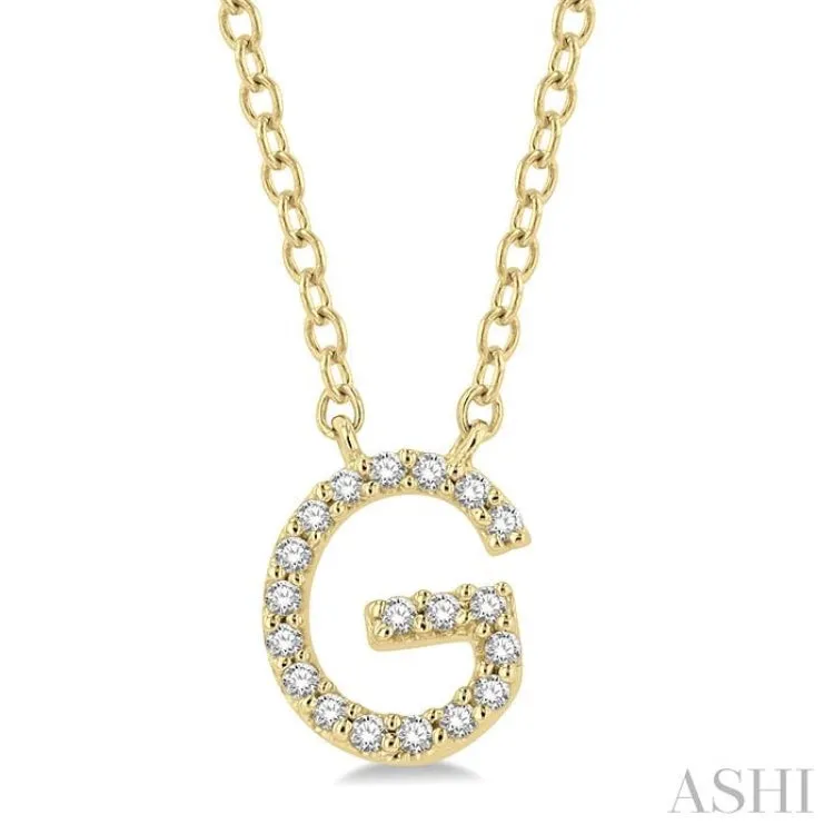 1/20 ctw Initial 'G' Round Cut Diamond Pendant With Chain in 14K Yellow Gold
