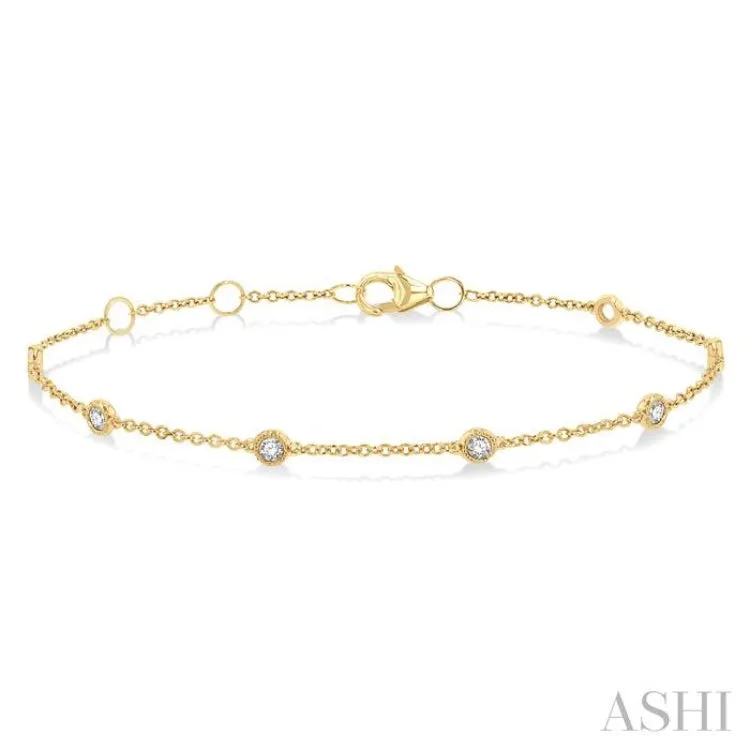 1/3 ctw Rose Cut Diamond Link Chain Bracelet in 14K Yellow Gold