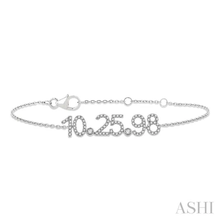1/4 Ctw '10.25.98'  Date Diamond Bracelet in 10K White Gold