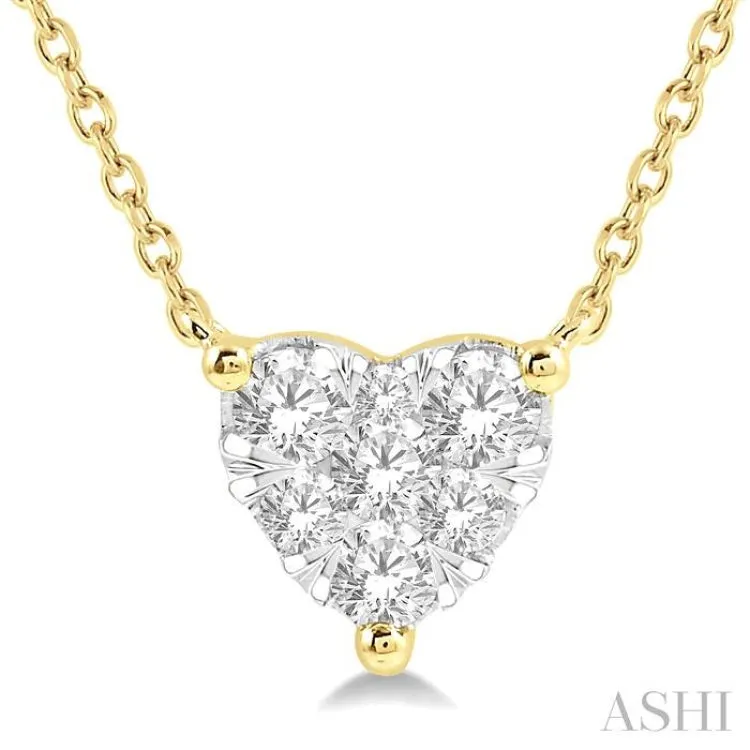 1/4 ctw Lovebright Diamond Heart Pendant With Chain in 14K Yellow and White Gold