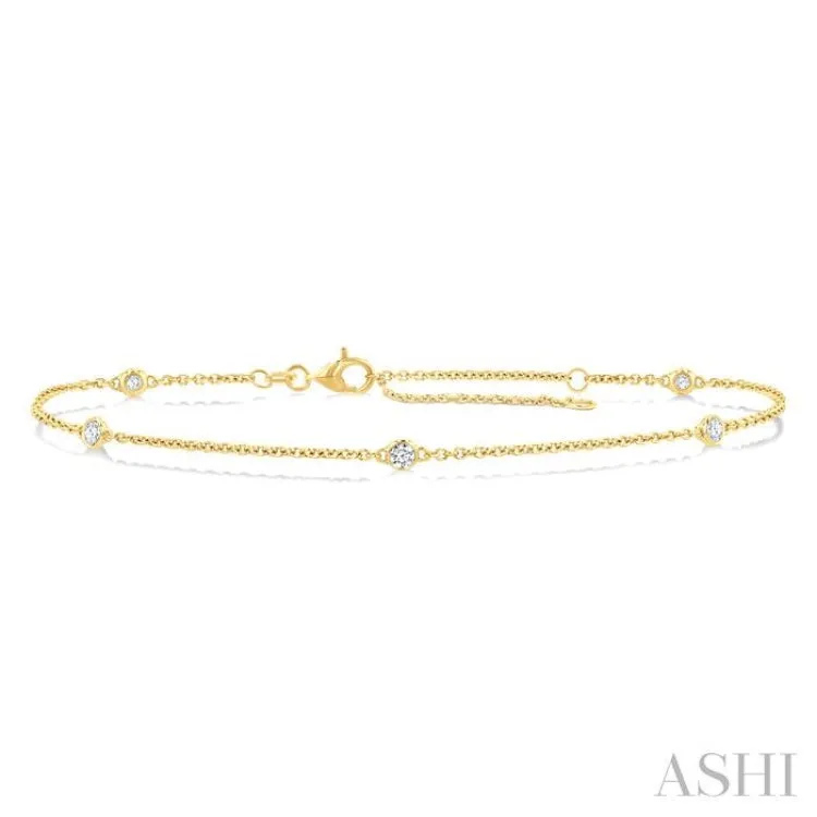 1/4 ctw Round Cut Diamond Station Bracelet in 14K Yellow Gold