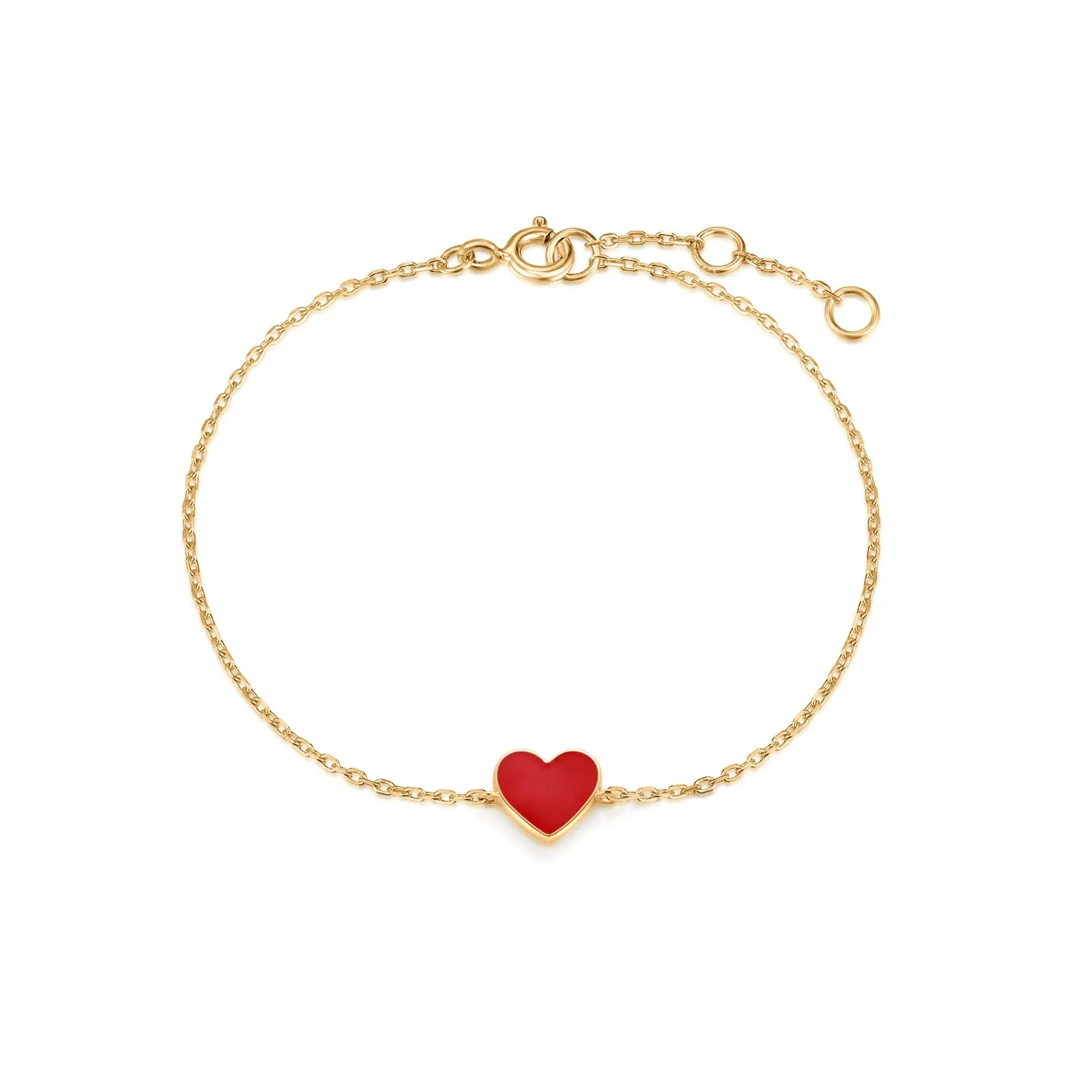 14k Gold Red Heart Gold Bracelet