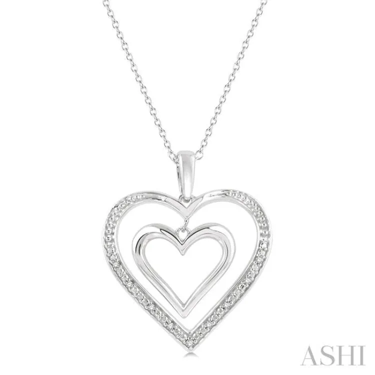 1/50 ctw Twin Heart Round Cut Diamond Pendant With Chain in Sterling Silver