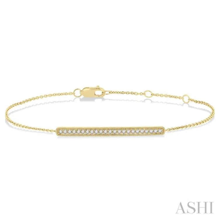 1/6 ctw Bar Center Round Cut Diamond Petite Bracelet in 10K Yellow Gold