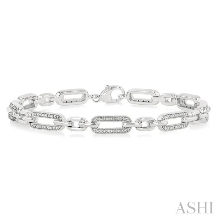 1/6 Ctw Round Cut Diamond Paperclip Bracelet in Sterling Silver