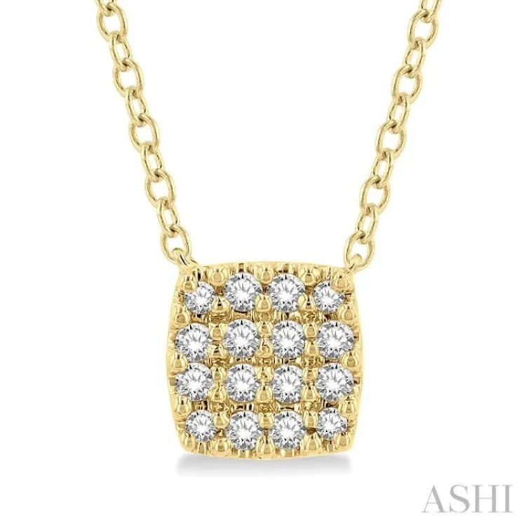 1/8 ctw Cushion Shape Round Cut Diamond Petite Fashion Pendant With Chain in 10K Yellow Gold