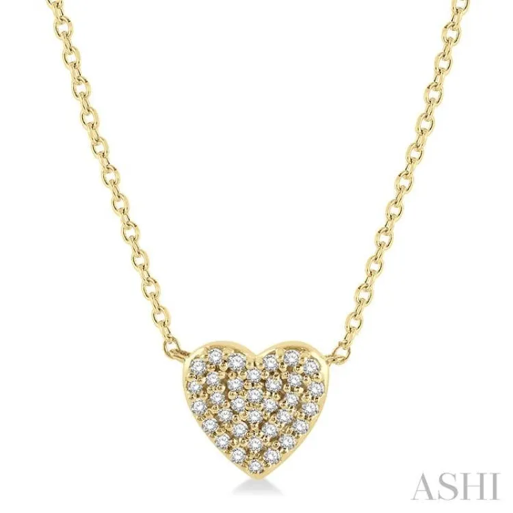 1/8 Ctw Heart Charm Round Cut Diamond Petite Pendant in 10K Yellow Gold