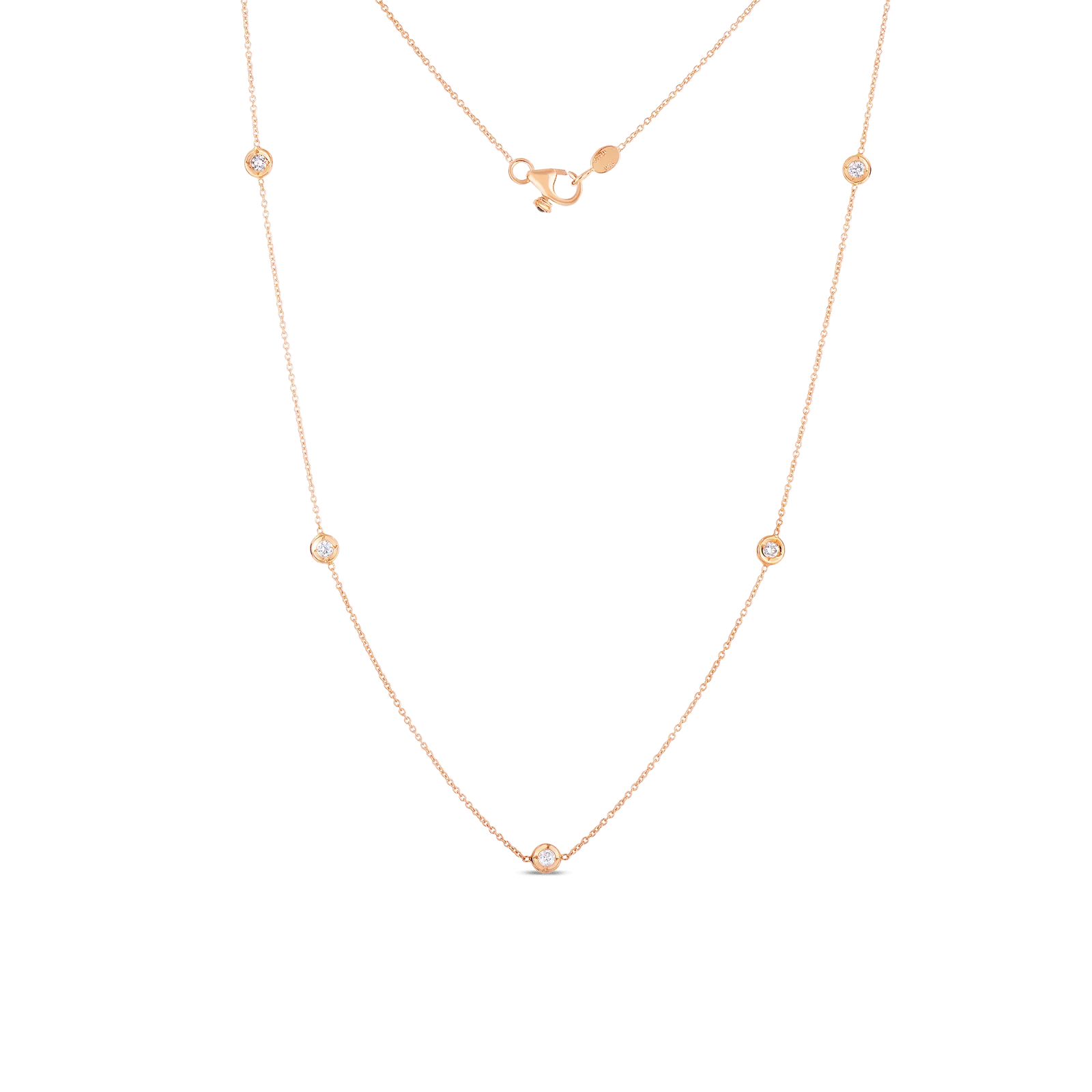 18K ROSE GOLD DIAMONDS BY THE INCH 5 STATION NECKLACE