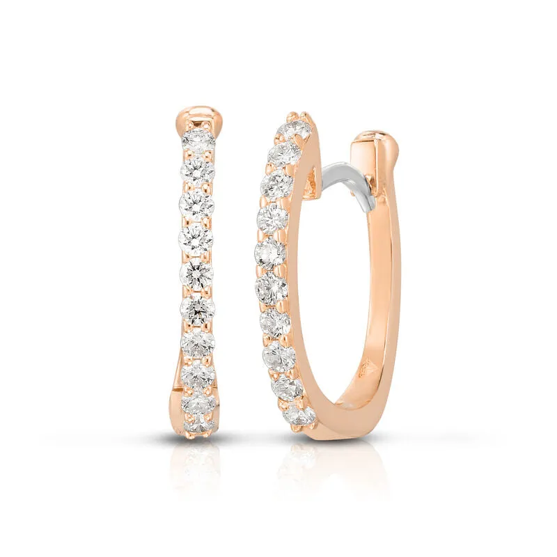 18K ROSE GOLD PAVE DIAMOND HUGGY EARRINGS