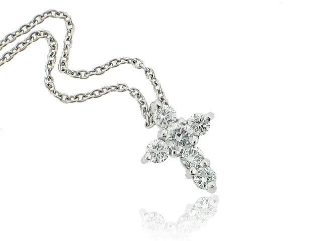 18K WHITE GOLD 0.20CT SMALL DIAMOND CROSS PENDANT FROM THE TINY TREASURES COLLECTION