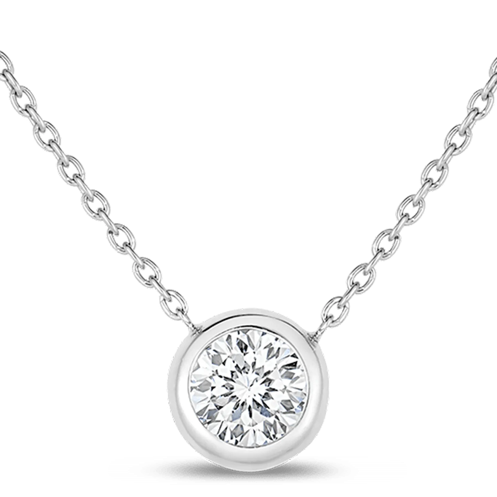18K WHITE GOLD & 0.19CT DIAMOND BEZEL PENDANT