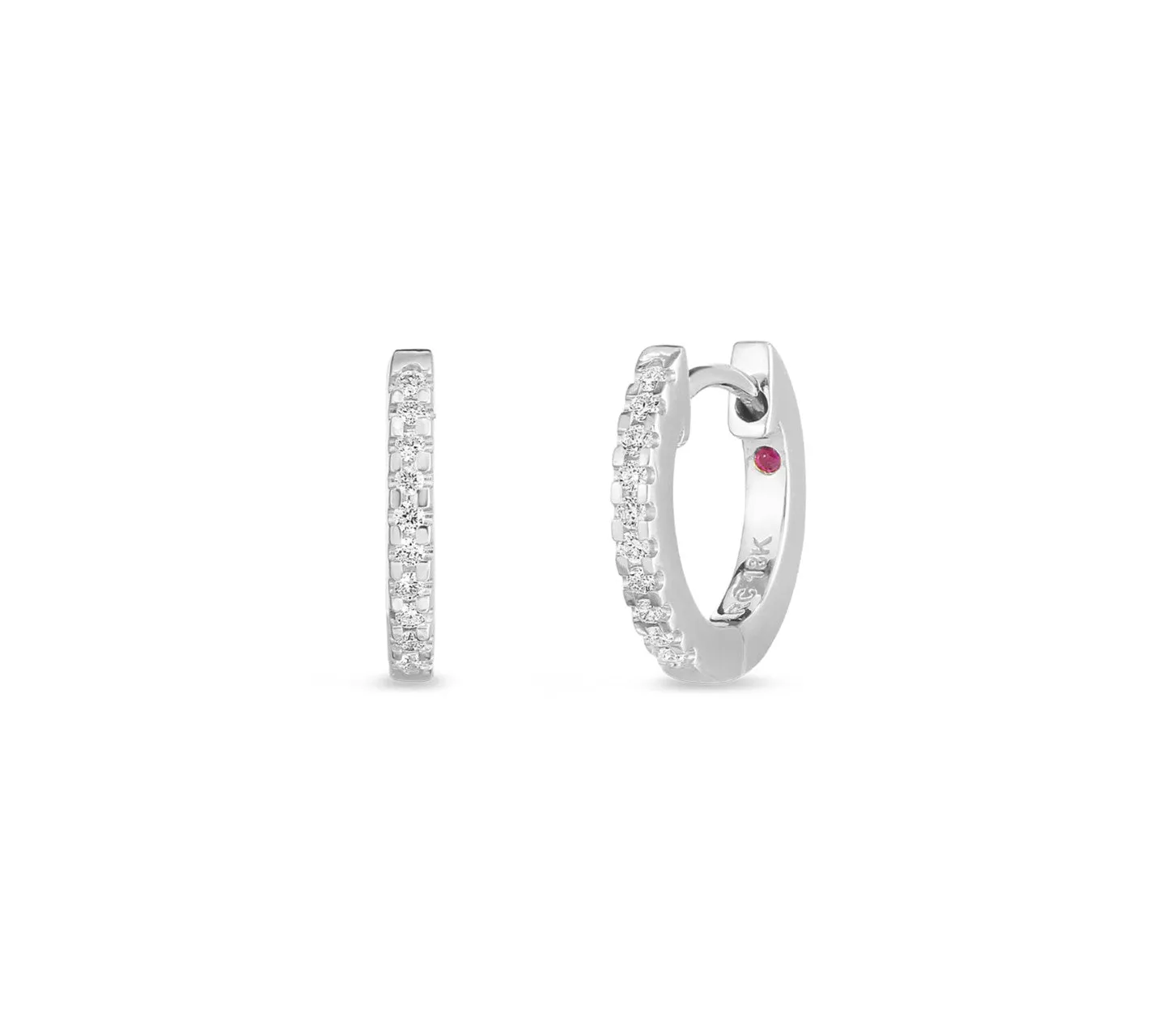 18K WHITE GOLD DIAMOND EXTRA SMALL HOOP EARRINGS