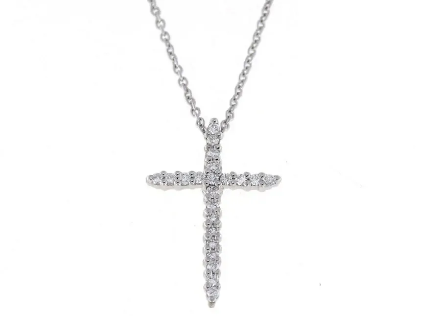 18K WHITE GOLD TINY TREASURES DIAMOND SLIVER CROSS NECKLACE