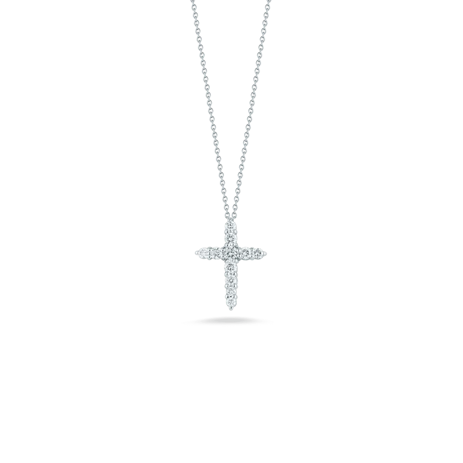 18K WHITE GOLD TINY TREASURES DIAMOND TAPERED CROSS NECKLACE