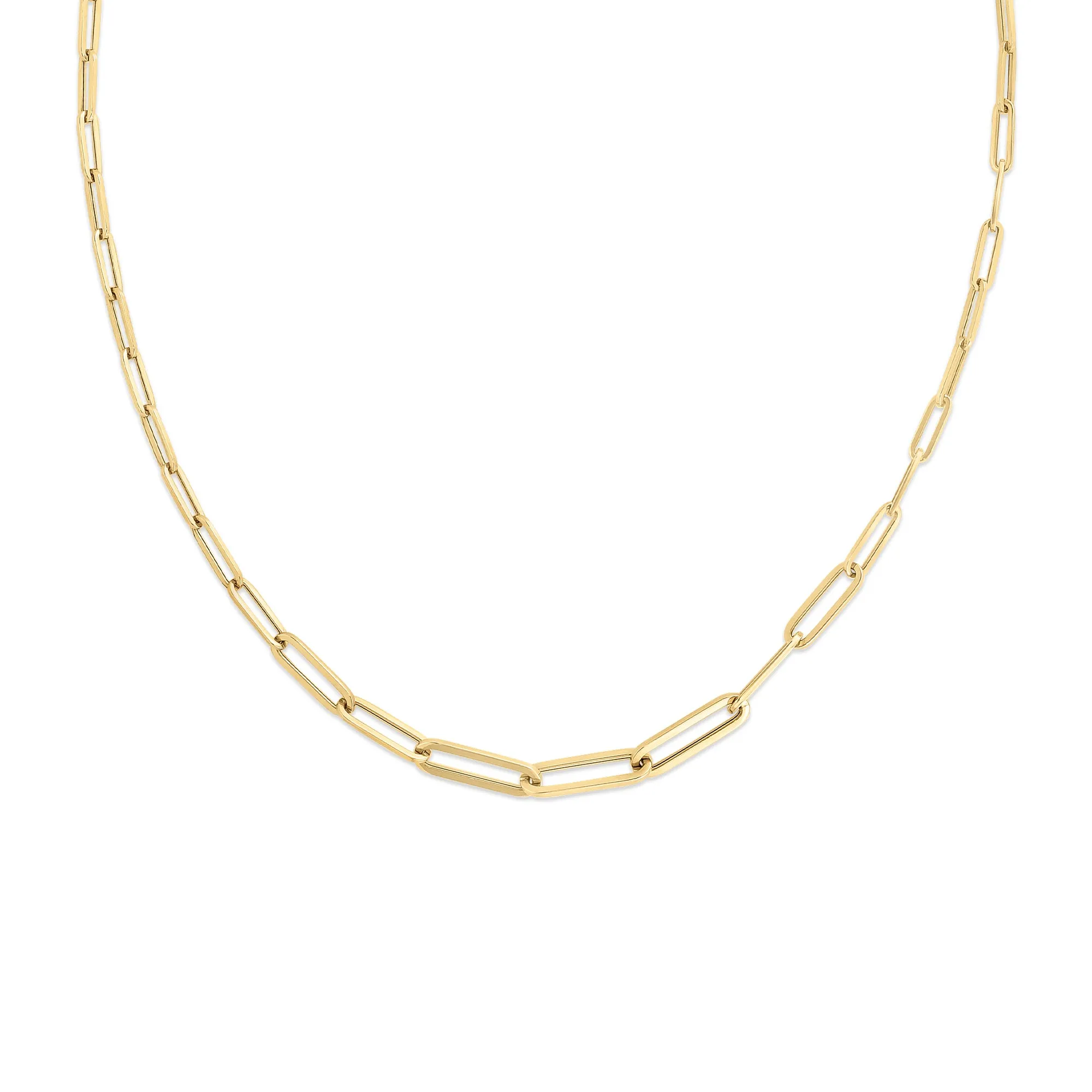18K YELLOW GOLD 17IN PAPERCLIP LINK NECKLACE