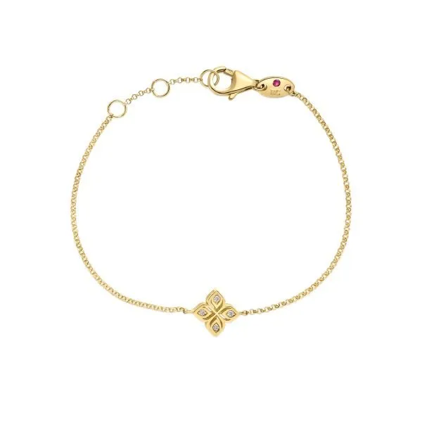 18K YELLOW GOLD ARABESQUE SMALL DIAMOND FLOWER BRACELET