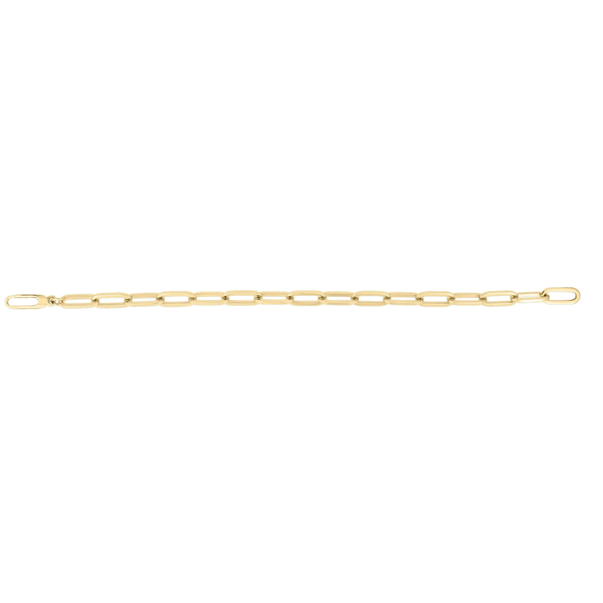 18K YELLOW GOLD MEDIUM GAUGE PAPERCLIP 8 INCH BRACELET