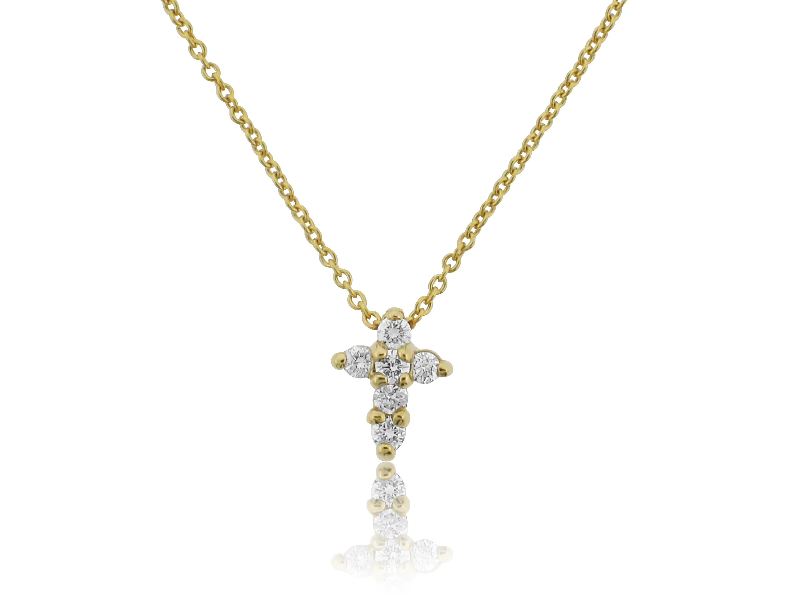 18K YELLOW GOLD TINY TREASURES DIAMOND BABY CROSS NECKLACE