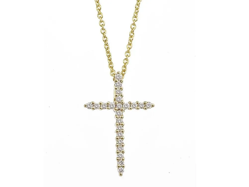 18K YELLOW GOLD TINY TREASURES DIAMOND SLIVER CROSS NECKLACE