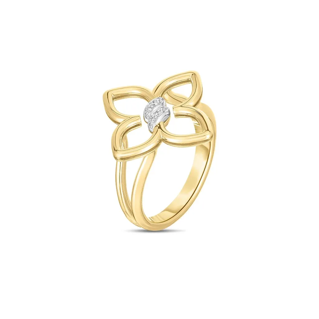 18K YELLOW/WHITE GOLD CIALOMA EXTRA SMALL DIAMOND FLOWER RING