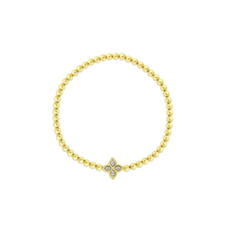 18K YELLOW/WHITE GOLD PRINCESS FLOWER MEDIUM DIAMOND STRETCH BRACELET