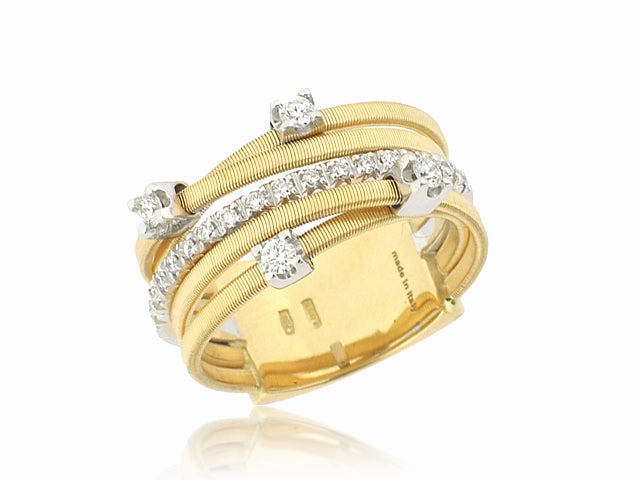 18K YELLOW AND WHITE GOLD 0.25CT VS/G DIAMOND 5 ROW RING FROM THE GOA COLLECTION