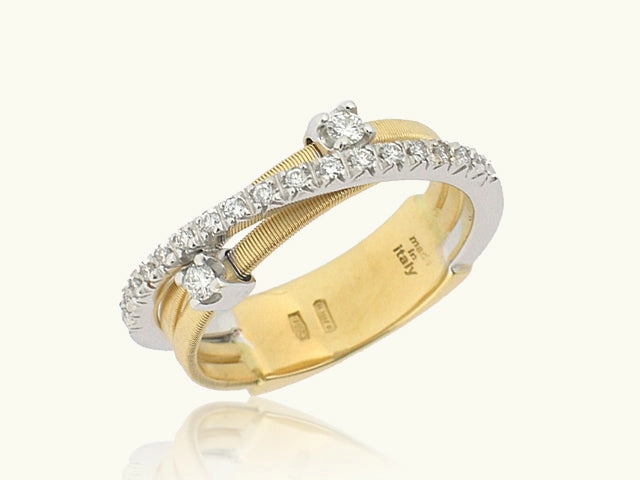 18K YELLOW AND WHITE GOLD 3 ROW DIAMOND RING FROM THE GOA COLLECTION