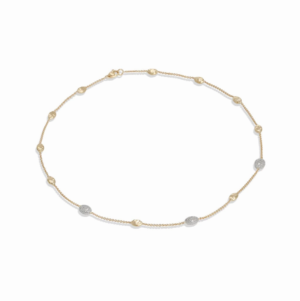 18K YELLOW GOLD AND DIAMOND SMALL BEAD NECKLACE FROM THE SIVIGLIA COLLECTION