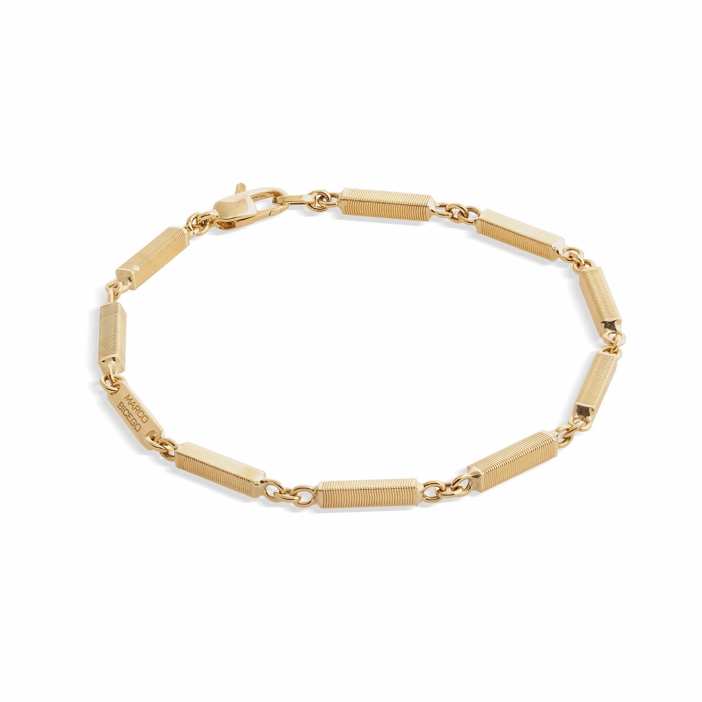 18K YELLOW GOLD COIL STATION WIDE LINK BRACELET