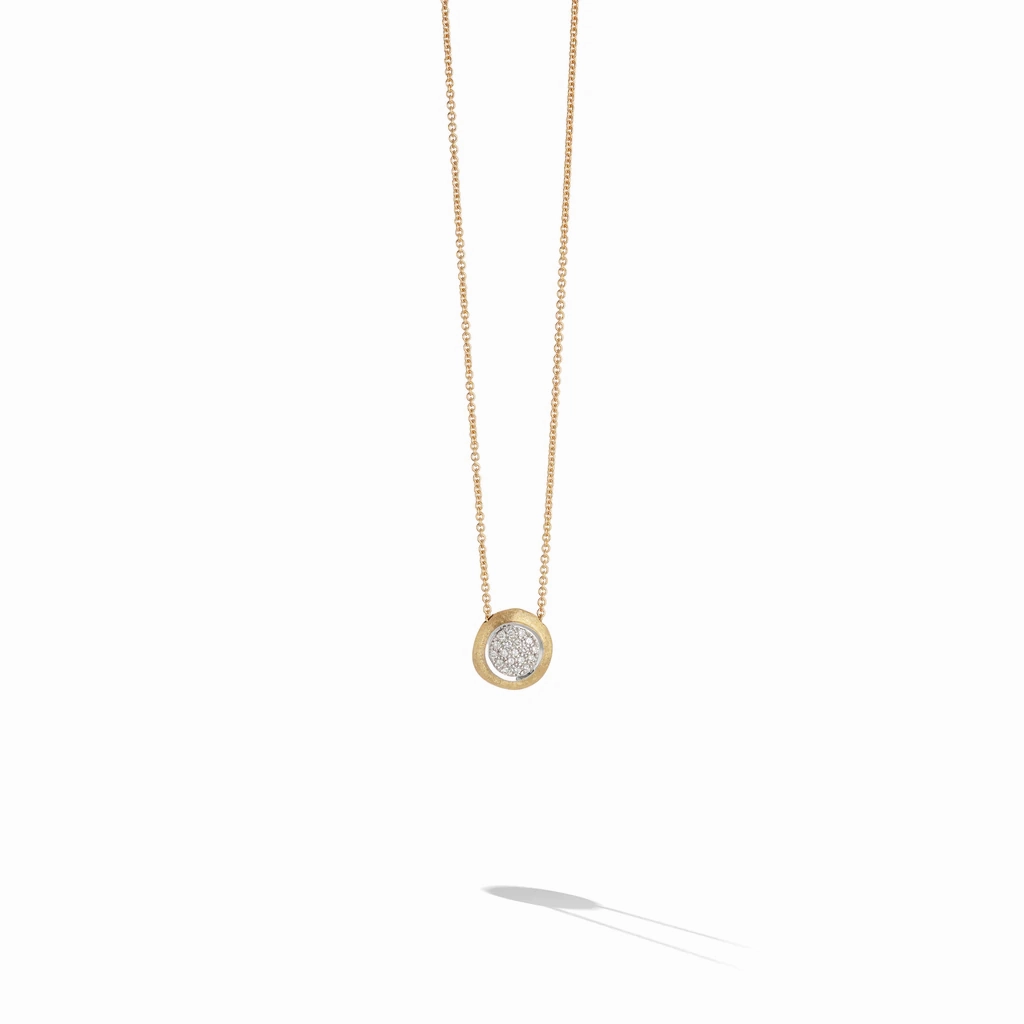 18K YELLOW GOLD DIAMOND PAV DISK PENDANT FROM THE JAIPUR GOLD COLLECTION