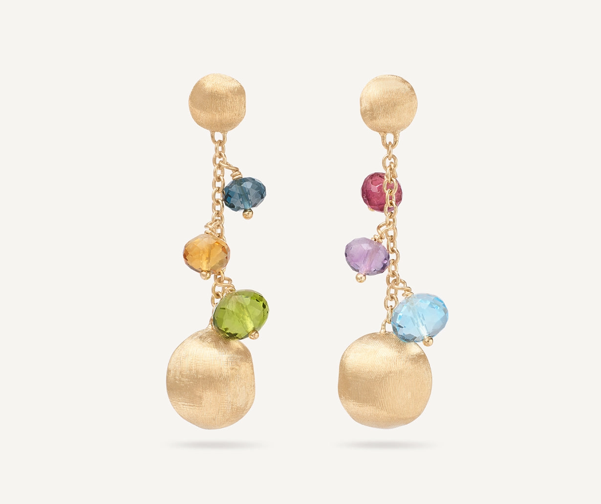 18K YELLOW GOLD MIXED GEMSTONE EARRINGS FROM THE AFRICA GEMSTONE COLLECTION