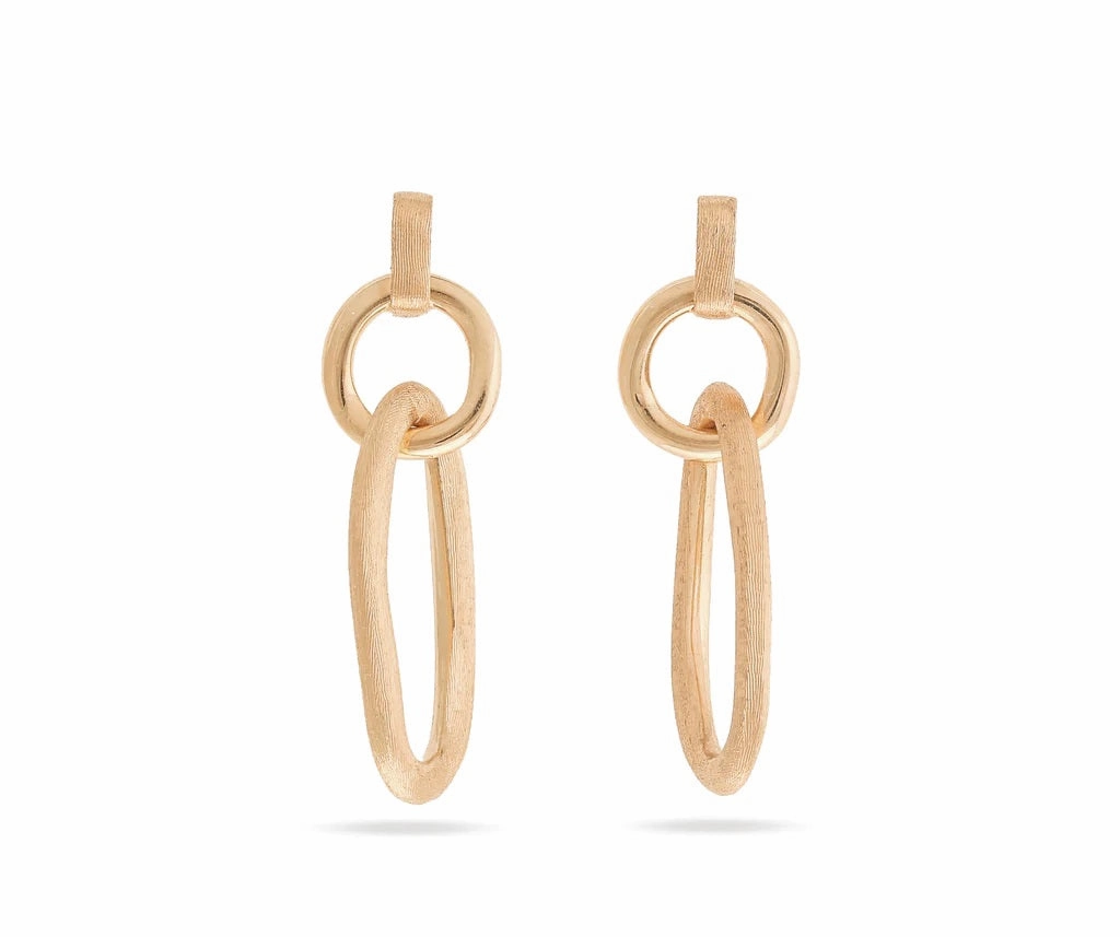 18K YELLOW GOLD POLISHED & ENGRAVED LINK DROP EARRINGS FROM THE JAIPUR LINK COLLECTION
