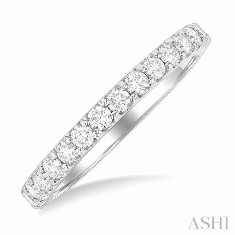 1.00 Ctw Round Cut Diamond Eternity Wedding Band in 14K White Gold