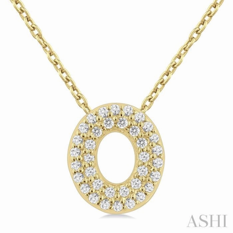 1/10 Ctw Bubble Accent Initial 'O' Round Cut Diamond Fashion Pendant With Chain in 10K Yellow Gold