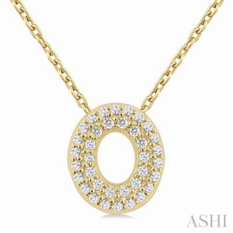 1/10 Ctw Bubble Accent Initial 'O' Round Cut Diamond Fashion Pendant With Chain in 10K Yellow Gold