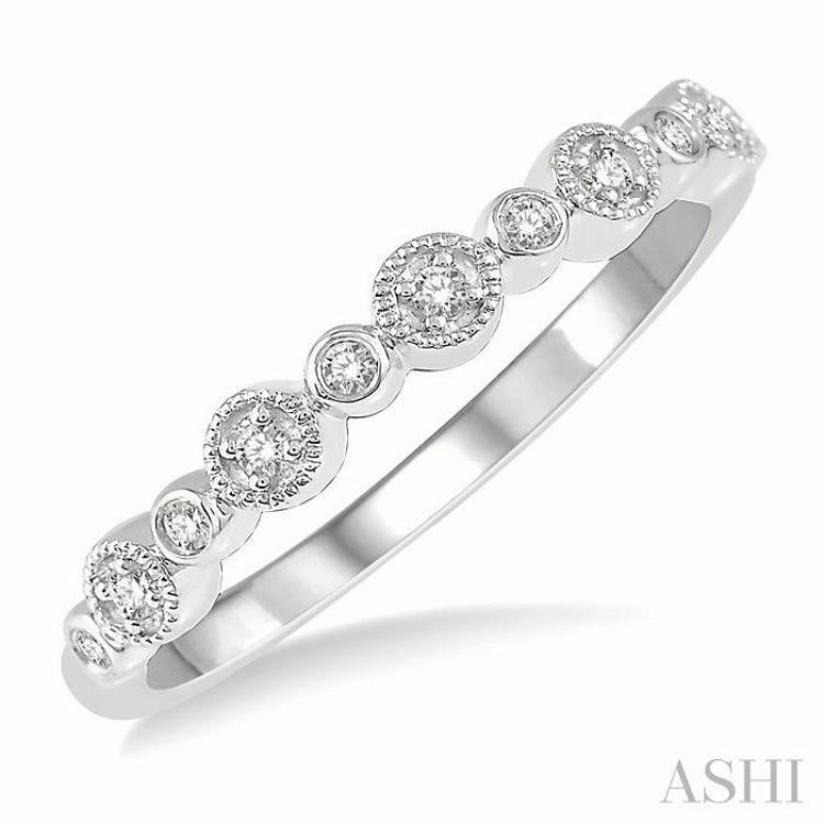 1/10 ctw Circular Mount Round Cut Diamond Stackable Band in 14K White Gold
