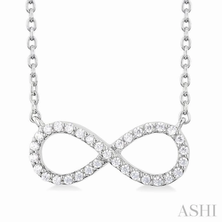 1/10 Ctw Round Cut Diamond Infinity Petite Pendant in 10K White Gold