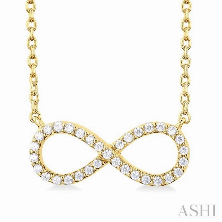 1/10 Ctw Round Cut Diamond Infinity Petite Pendant in 10K Yellow Gold