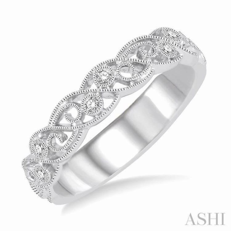 1/10 ctw Round Cut Diamond Stack Band in 14K White Gold