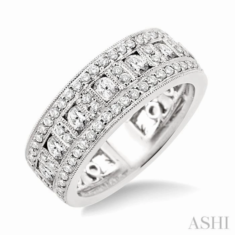1 1/10 ctw Channel Round Cut Diamond Wedding Band in 14K White Gold