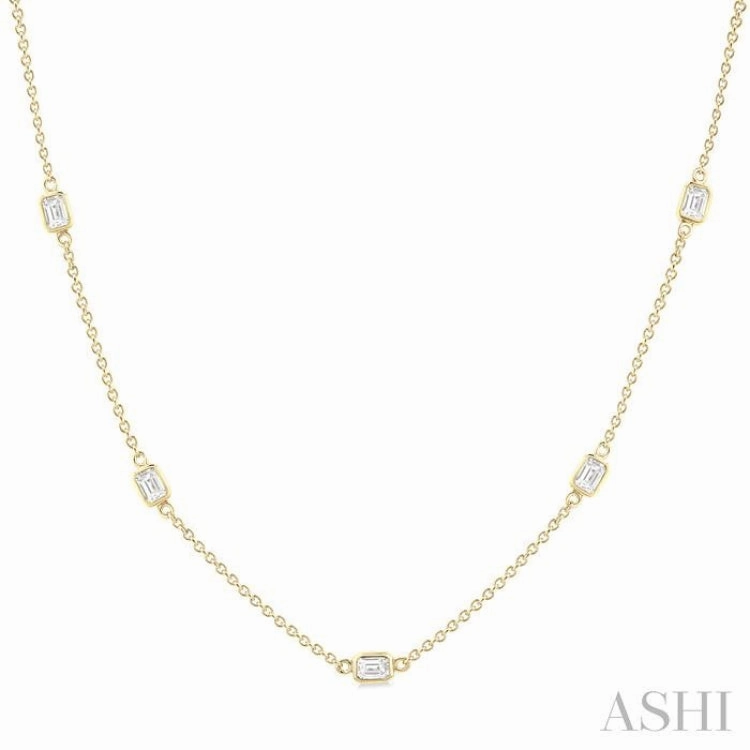 1 1/2 ctw Emerald Cut Diamond Fashion Necklace in 14K Yellow Gold